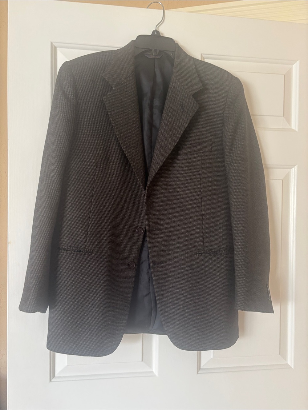Panache Men's Dark Charcoal Textured Two-Button Blazer